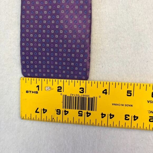 Michael Michael Kors Neck Tie 100% Silk Mens Purple Geometric - Picture 8 of 9